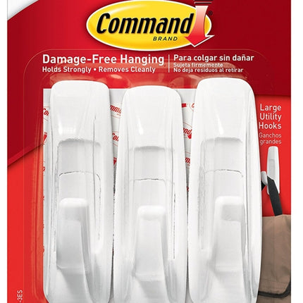 Command 17003-VP-3PK Utility Hook, 7/8 in Opening, 5 lb, 3-Hook, Plastic, White :CD 3: QUANTITY: 1