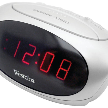 Westclox 70044B Alarm Clock, LED Display, White Case :EA: QUANTITY: 1