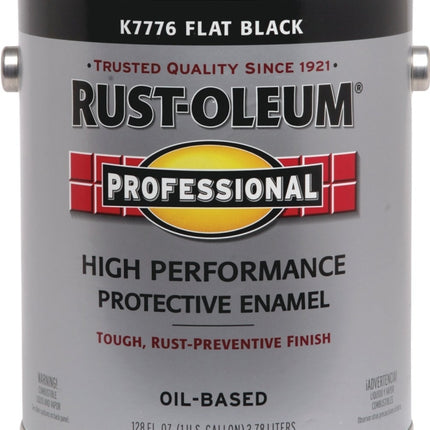 RUST-OLEUM PROFESSIONAL K7776402 Protective Enamel, Flat, Black, 1 gal Can :GAL: QUANTITY: 2