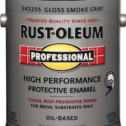 RUST-OLEUM PROFESSIONAL 242255 Protective Enamel, Gloss, Smoke Gray, 1 gal Can :GAL: QUANTITY: 2