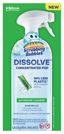 Scrubbing Bubbles Dissolve 00046 Concentrated Bathroom Cleaner Starter Kit, Dissolve Pod, Marine, Ozone, Green Yellow :EA: QUANTITY: 1