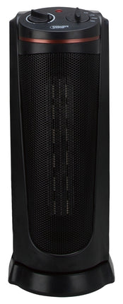 PowerZone Ceramic Tower Heater, 12.5 A, 120 V, 900/1500 W, 1500W Heating, 2-Heat Settings, Black :EA: QUANTITY: 1