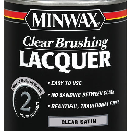 Minwax 155100000 Brushing Lacquer, Liquid, Clear, 1 qt, Can :QUART: QUANTITY: 1