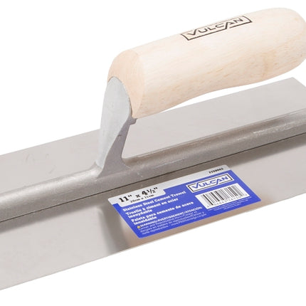 Vulcan 16150 Finishing Trowel, 11 in L Blade, 4.5 in W Blade, Right Angle End, Ergonomic Handle, Wood Handle :EA: QUANTITY: 1