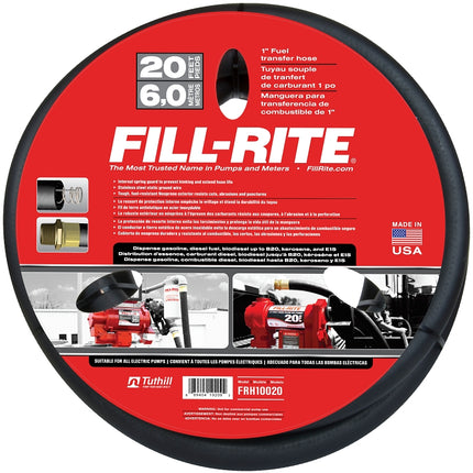 Fill-Rite FRH10020 Fuel Transfer Hose Male, 20 ft L, Neoprene, Black :EA: QUANTITY: 1