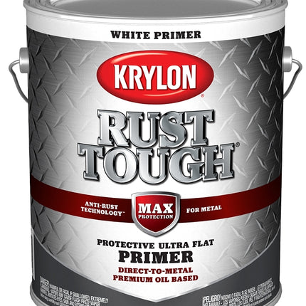 Krylon Rust Tough K09744008 Primer, Ultra Flat, White, 1 gal :GAL: QUANTITY: 4