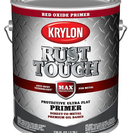 Krylon Rust Tough K09743008 Primer, Ultra Flat, Red Oxide/Rusty Metal, 1 gal :GAL: QUANTITY: 4