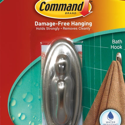 Command 17051BN-B Decorative Hook, 3 lb, 1-Hook, Plastic, Silver, Brushed Nickel :CD 1: QUANTITY: 1