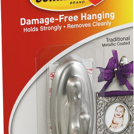 Command 17051BN Decorative Hook, 3 lb, 1-Hook, Plastic, Silver, Brushed Nickel :CD 1: QUANTITY: 1