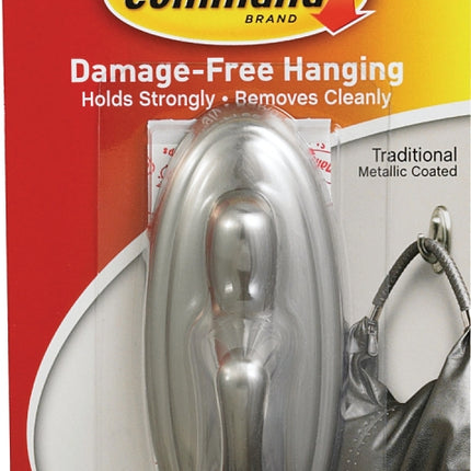 Command 17053BN Decorative Hook, 5 lb, 1-Hook, Plastic, Silver, Brushed Nickel :CD 1: QUANTITY: 1