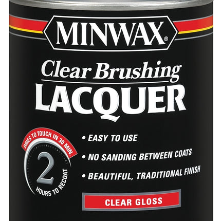 Minwax 155000000 Brushing Lacquer, Gloss, Liquid, Clear, 1 qt, Can :QUART: QUANTITY: 1