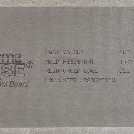 PermaBase CB36120500 Backer Board, 5 ft L, 3 ft W, 1/2 in Thick, Cement/Plastic, Gray :EA: QUANTITY: 50
