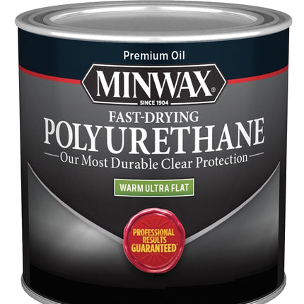 Minwax Fast-Drying 230114444 Polyurethane Wood Finish, Warm Ultra-Flat, Liquid, Clear, 0.5 pt :1/2PT: QUANTITY: 1