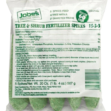 Jobes 02010 Fertilizer Spike Bag, Spike, Light Green, Slight Ammonia Bag :PK 5: QUANTITY: 1