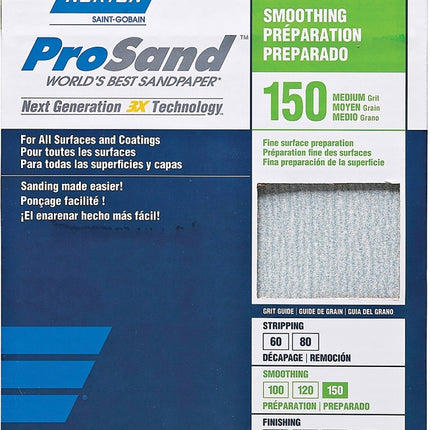 Norton ProSand 07660768171 Sanding Sheet, 11 in L, 9 in W, Medium, 150 Grit, Aluminum Oxide Abrasive, Paper Backing :PK 20: QUANTITY: 1