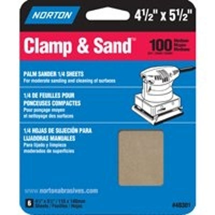 Norton 48301 Multi-Stand Sheet, 4-1/2 in W, 5-1/2 in L, 100 Grit, Medium, Aluminum Oxide Abrasive, Paper Backing :PK  6: QUANTITY: 1