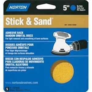 Norton 48906 Sanding Disc, 5 in Dia, Coated, P120 Grit, Medium, Aluminum Oxide Abrasive, C-Weight Paper Backing :PK  5: QUANTITY: 1