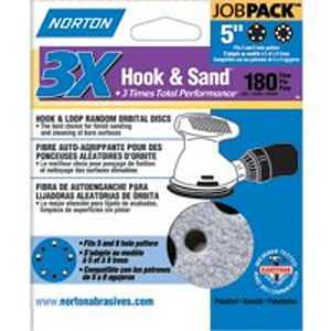 Norton 04037 Sanding Disc, 5 in Dia, 11/16 in Arbor, Coated, P180 Grit, Fine, Alumina Ceramic Abrasive, Paper Backing :PK 50: QUANTITY: 1