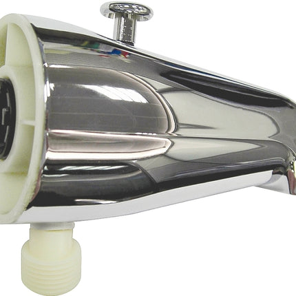 ProSource PMB-048 Bathtub Spout with Diverter, 5-1/4 in L, 3/4 x 1/2 in Connection, IPS, Zinc, Chrome Plated :BAG: QUANTITY: 1