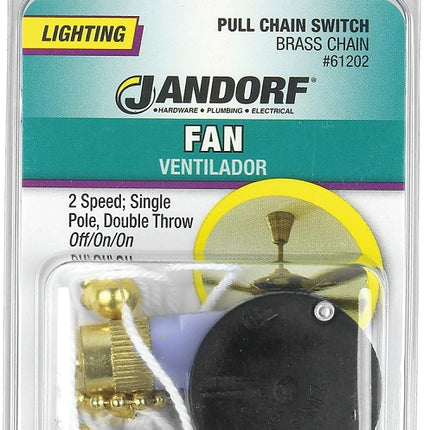 Jandorf 61202 Pull Chain Switch, 1-Pole, 125 V, 3 A, Brass :CD: QUANTITY: 1