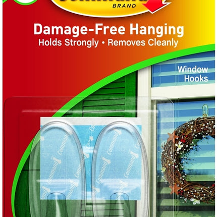 Command 17091CLR-AW Window Hook, 2 lb, 2-Hook, Plastic, Clear :CD 2: QUANTITY: 1