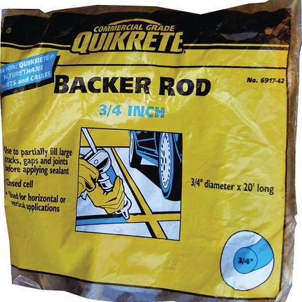 Quikrete 6917-42 Backer Rod, 3/4 in Dia, 20 ft L, Polyurethane :EA: QUANTITY: 1