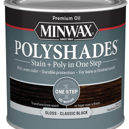 Minwax 214954444 Waterbased Polyurethane Stain, Gloss, Liquid, Classic Black, 0.5 pt, Can :1/2PT: QUANTITY: 1