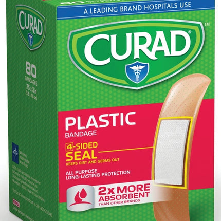 Curad CUR02278RB Adhesive Bandage, 3/4 in W, 3 in L, Plastic Bandage, 24/CS :BX: QUANTITY: 1