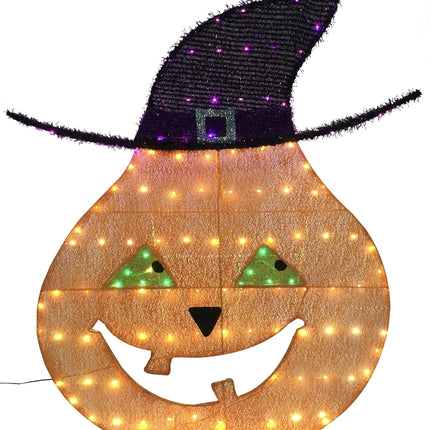 Hometown Holidays 72719 Pre-Lit 2D Pumpkin Halloween Decoration, 40 in H, Black/Orange, Outdoor :EA: QUANTITY: 1