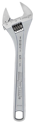 CHANNELLOCK WIDEAZZ Series 812W Adjustable Wrench, 12 in OAL, 1-1/2 in Jaw, Steel, Chrome, Plain-Grip Handle :EA: QUANTITY: 1