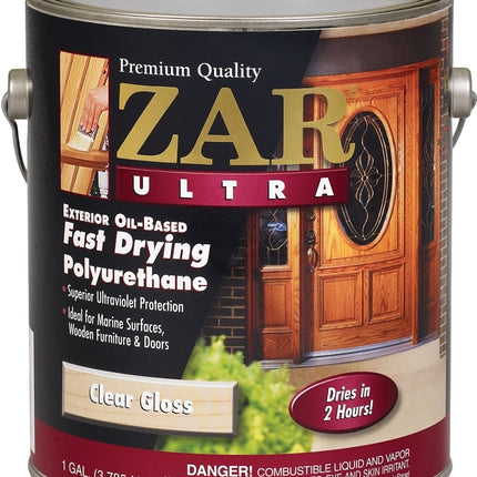 ZAR 34013 Exterior Polyurethane, Gloss, Liquid, Amber, 1 gal, Can :GAL: QUANTITY: 2