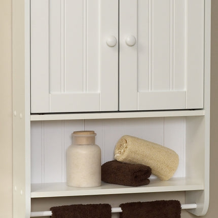 Zenna Home Cottage 9114W Bathroom Cabinet, 2-Door, 1-Shelf, Wood, White :EA: QUANTITY: 1