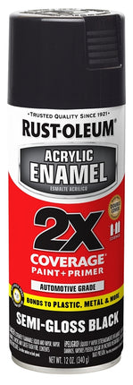 Rust-Oleum 271915 Automotive Spray Paint, Semi-Gloss, Black, 12 oz, Can :CAN: QUANTITY: 1