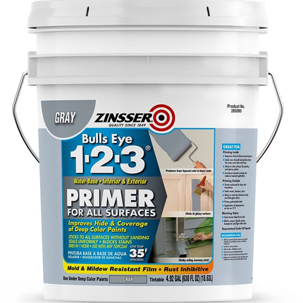 Zinsser 285090 Primer, Gray, 5 gal :PAIL: QUANTITY: 1