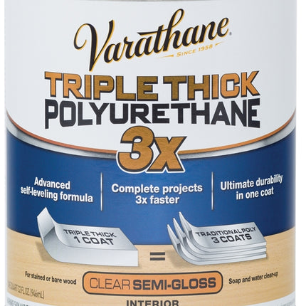 Varathane 284472 Polyurethane, Semi-Gloss, Liquid, Clear, 1 qt, Can :QUART: QUANTITY: 2