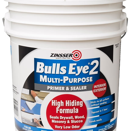 Zinsser Bulls Eye 2 Series 285153 Primer, White, 5 gal, Pail :PAIL: QUANTITY: 1