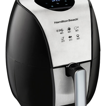 Hamilton Beach 35065 Air Fryer, 3.2 L Capacity, 1500 W, Black/Silver :EA: QUANTITY: 1