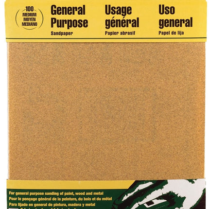 3M 9002 Sandpaper Sheet, 11 in L, 9 in W, Medium, 100 Grit, Aluminum Oxide Abrasive, Paper Backing :PK  5: QUANTITY: 1