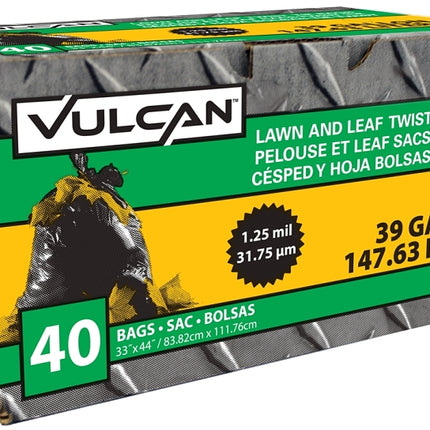 Vulcan FG-03812-05 Lawn and Leaf Bag, 39 gal, Black :BX 40: QUANTITY: 1