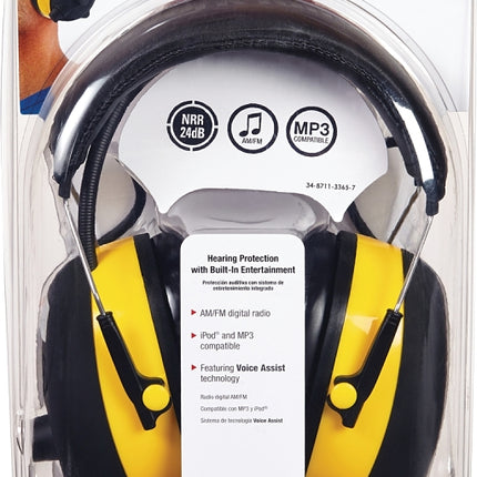 3M TEKK Protection 90541 Ear Muffs, 22 dB NRR, Black/Yellow :EA: QUANTITY: 1