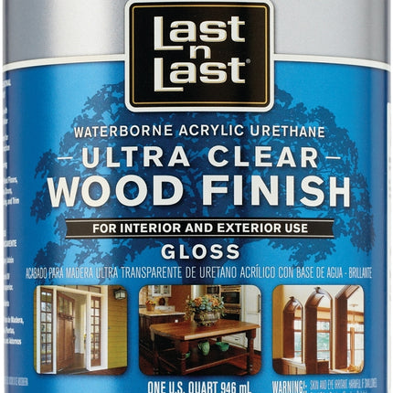 Last n Last 13004 Ultra Clear Wood Finish, Gloss, Liquid, Ultra Clear, 1 qt, Can :QUART: QUANTITY: 1