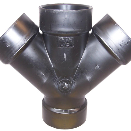 Canplas 102353BC Double Pipe Wye, 3 in, Hub, ABS, Black :EA: QUANTITY: 1