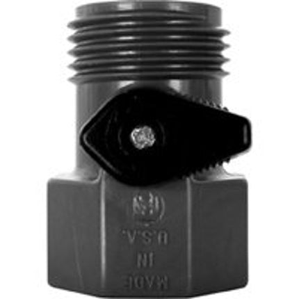 Valley Industries GHV-1-BLK-CSK Shut-Off Garden Hose Valve, FGHT x MGHT, 60 psi Pressure, Nylon :EA: QUANTITY: 1