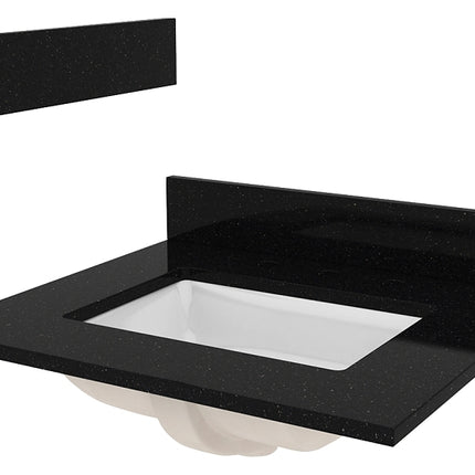 Craft + Main ST25228BGR Vanity Top, 25 in OAL, 22 in OAW, Granite/Vitreous China, Black Galaxy, 1-Bowl :EA: QUANTITY: 1