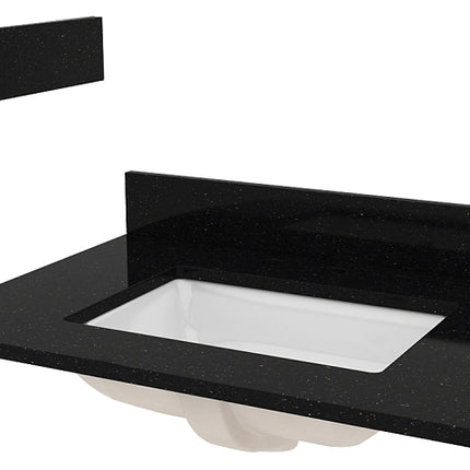 Craft + Main ST31228BGR Vanity Top, 31 in OAL, 22 in OAW, Granite/Vitreous China, Black Galaxy, 1-Bowl :EA: QUANTITY: 1