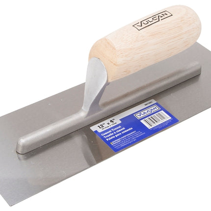 Vulcan 16212 Cement Trowel, 12 in L Blade, 4 in W Blade, Right Angle End, Ergonomic Handle, Wood Handle :EA: QUANTITY: 1