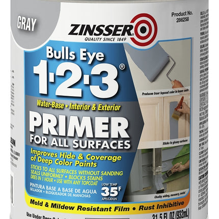 Zinsser 286258 Primer, Gray, 1 qt :QUART: QUANTITY: 4