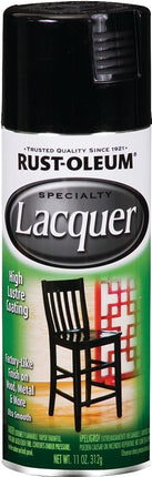 Rust-Oleum SPECIALTY 1905830 Lacquer Spray Paint, Gloss, Liquid, Black, 11 oz, Aerosol Can :CAN: QUANTITY: 1