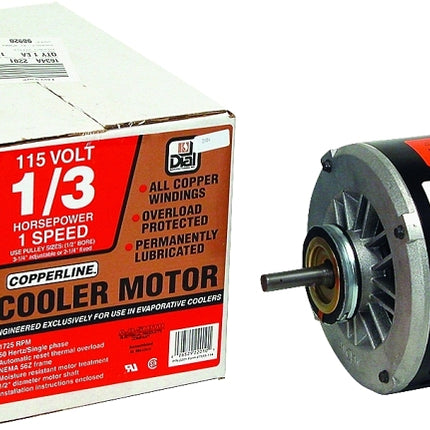 Dial 2201 Evaporative Cooler Motor, 0.33 hp, 115 V, 1/2 in Dia Shaft, 1725 rpm Speed, Ball Bearing :EA: QUANTITY: 1