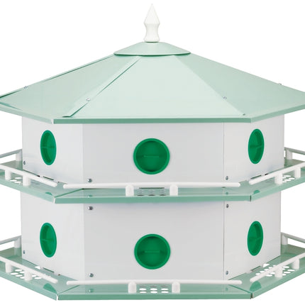 Heath AH-12D Bird House, 12 in W, 6 in D, 14 in H, Hexagon, Aluminum, Light Green/White :EA: QUANTITY: 1